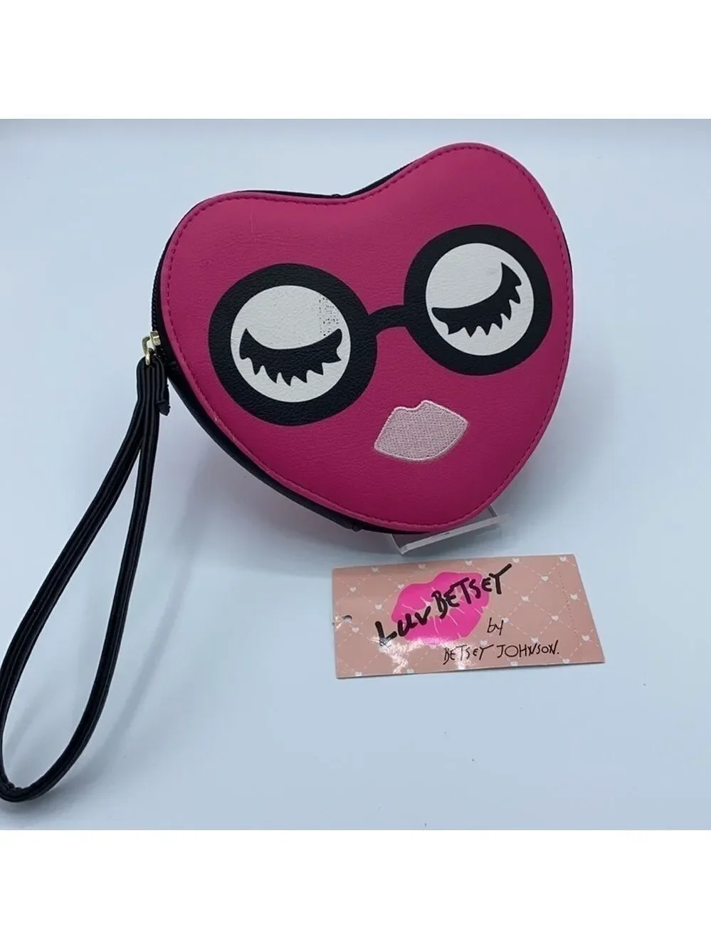 Betsey Johnson Eyes Face Heart Coin Purse Wristlet